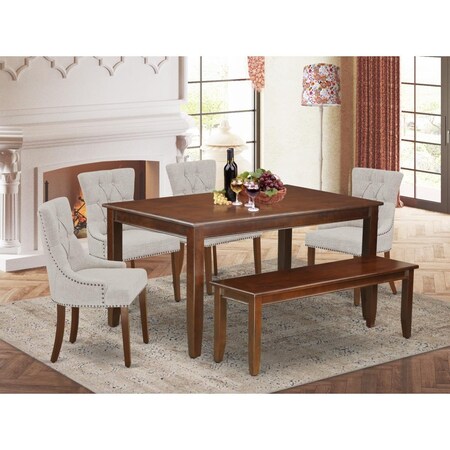 East West Furniture 6 Piece Dudley Dining Set - Mahogany DUFR6-MAH-05